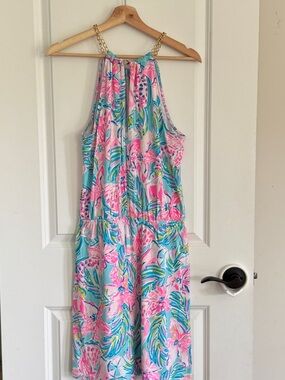 Lilly Pulitzer Pink Tropical Halter Skort Romper